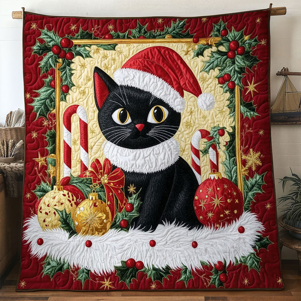 Black Cat Glow Quilt Blanket Throws For Couch Christmas Gifts For Black Cat Lovers