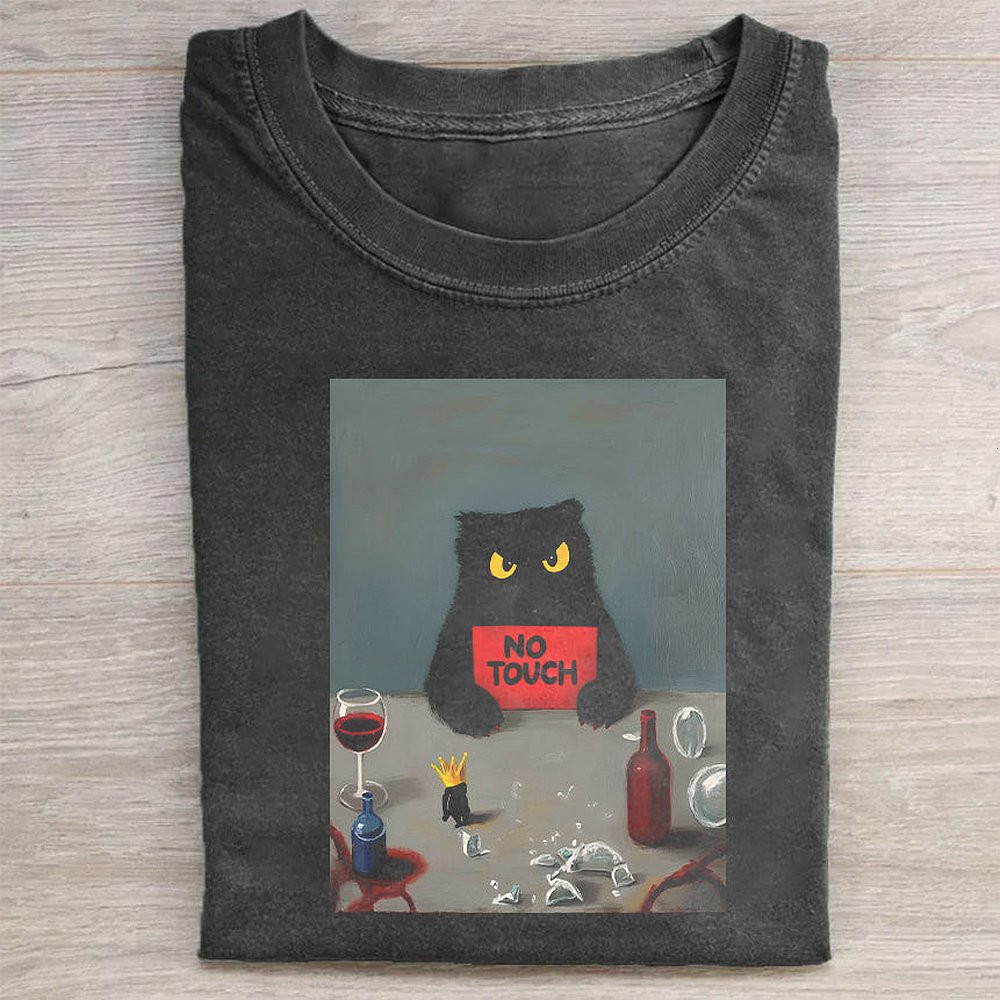 Black Cat Graphic T-Shirt Funny Cute Cat Lover Tee For Cat Owners
