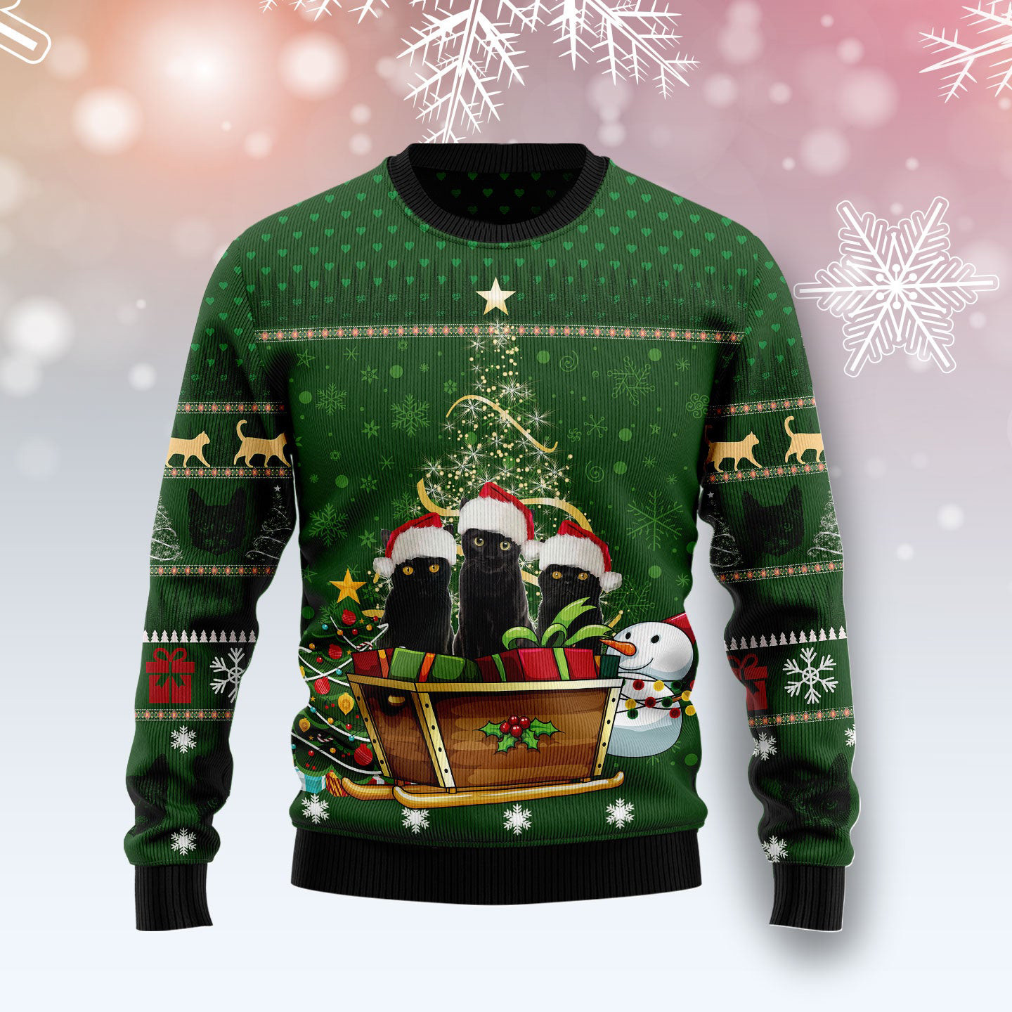 Black Cat Group Xmas Christmas Sweatshirt Christmas Clothing Stuff For Cat Lovers