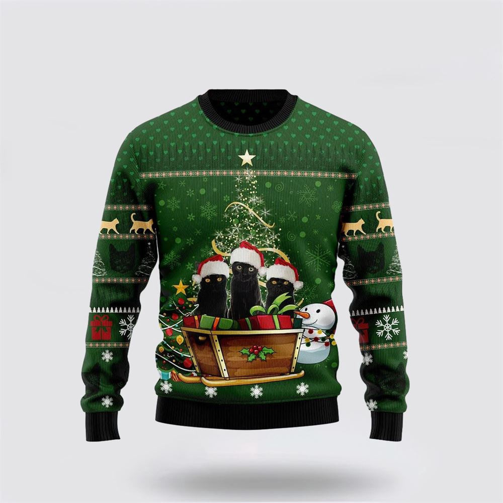 Black Cat Group Xmas Funny Family Ugly Christmas Sweater Unisex