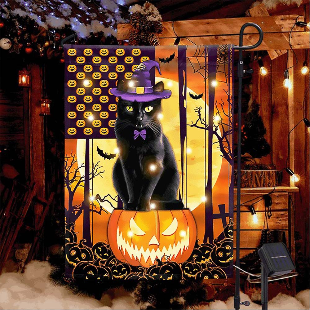 Black Cat Halloween Flag Gift For Family and Friends and Childrens on Halloween Day