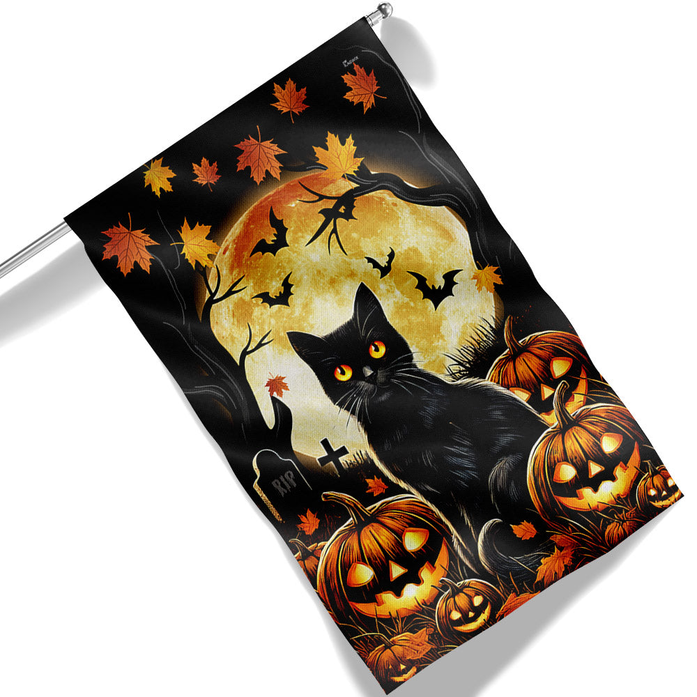 Black Cat Halloween Flag Halloween 2025