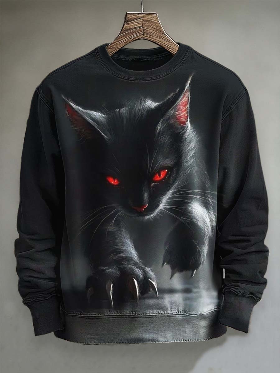 Black Cat Halloween Sweatshirt Dark Clothing Gothic Present Ideas For Cat Lovers