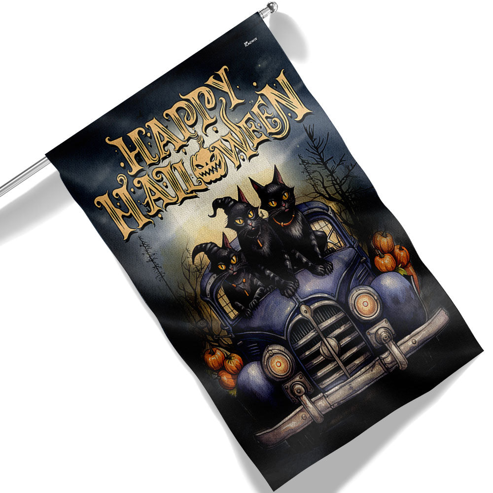 Black Cat Halloween Truck Flag