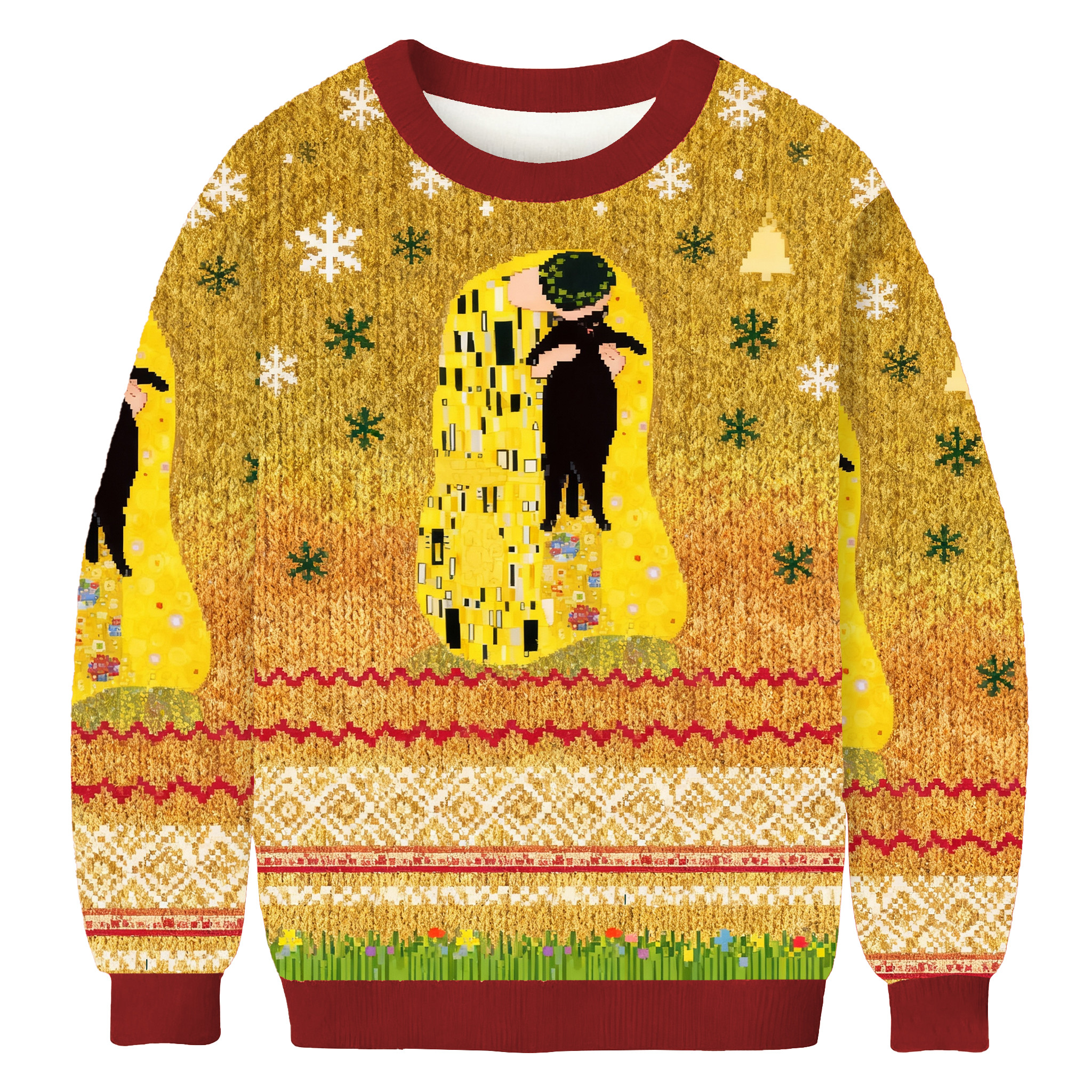 Black Cat In Golden Artwork Christmas Ugly Sweater Christmas Outfits Cat Owner Xmas Gifts