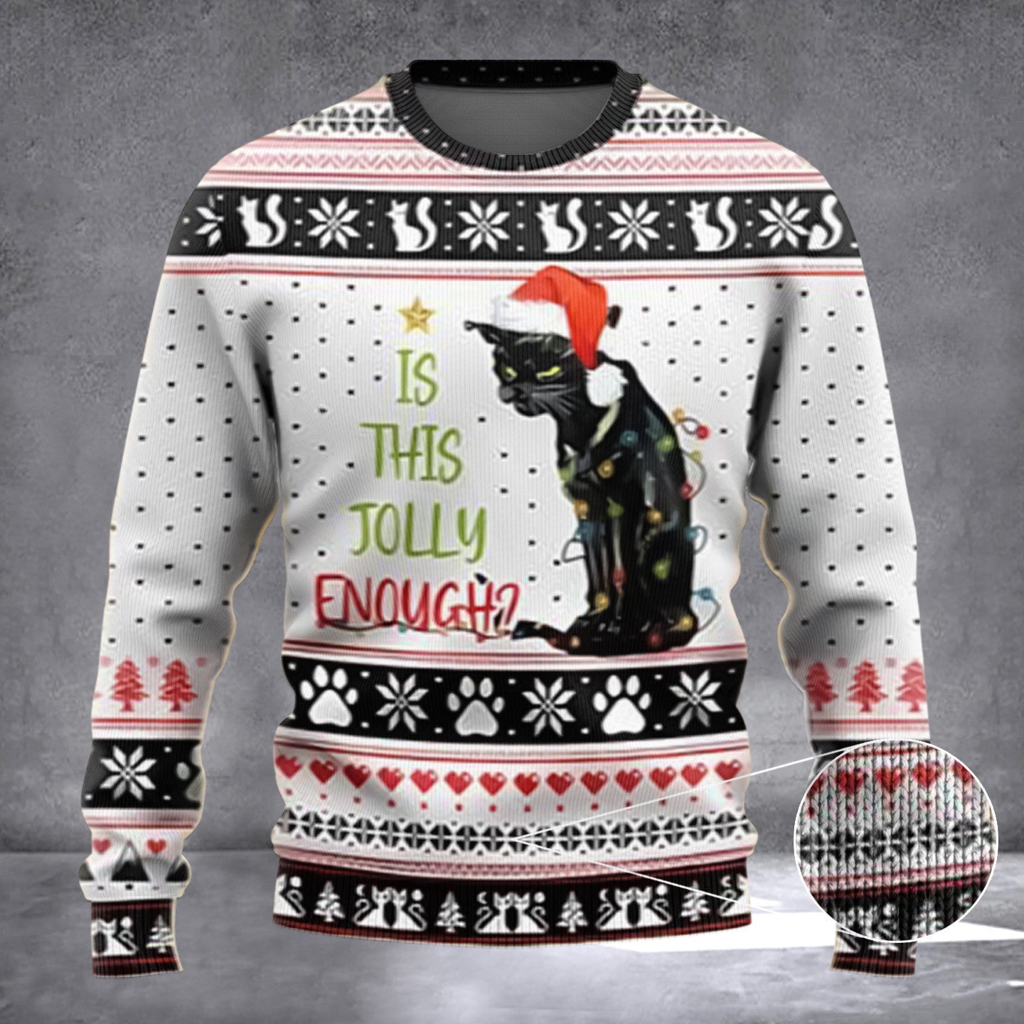 Black Cat Is This Jolly Enough Ugly Christmas Sweater It's Fine I'm Fine Everything Is Fine Black Cat Is This Jolly Enough Ugly Christmas Sweater It's Fine I'm Fine Everything Is Fine