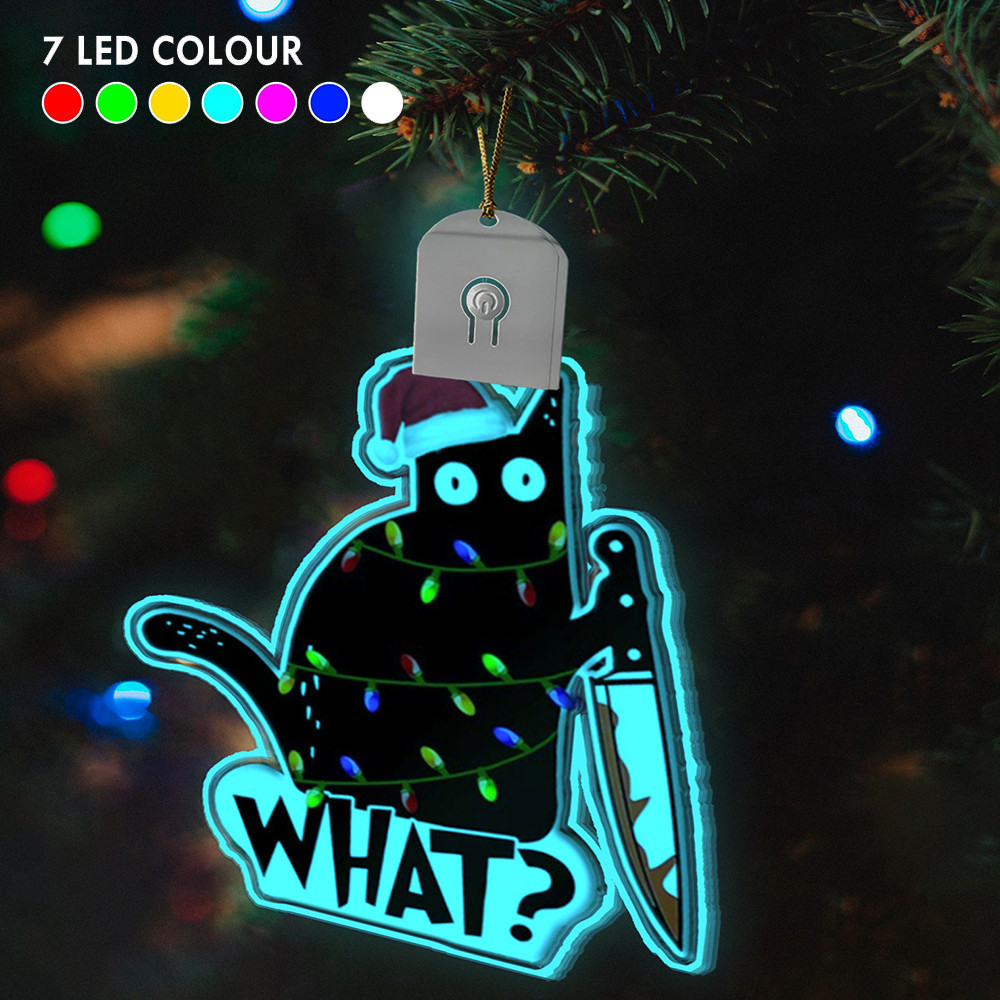 Black Cat Led Christmas Ornament Scary Cat Light Up Christmas Tree Ornament 2024