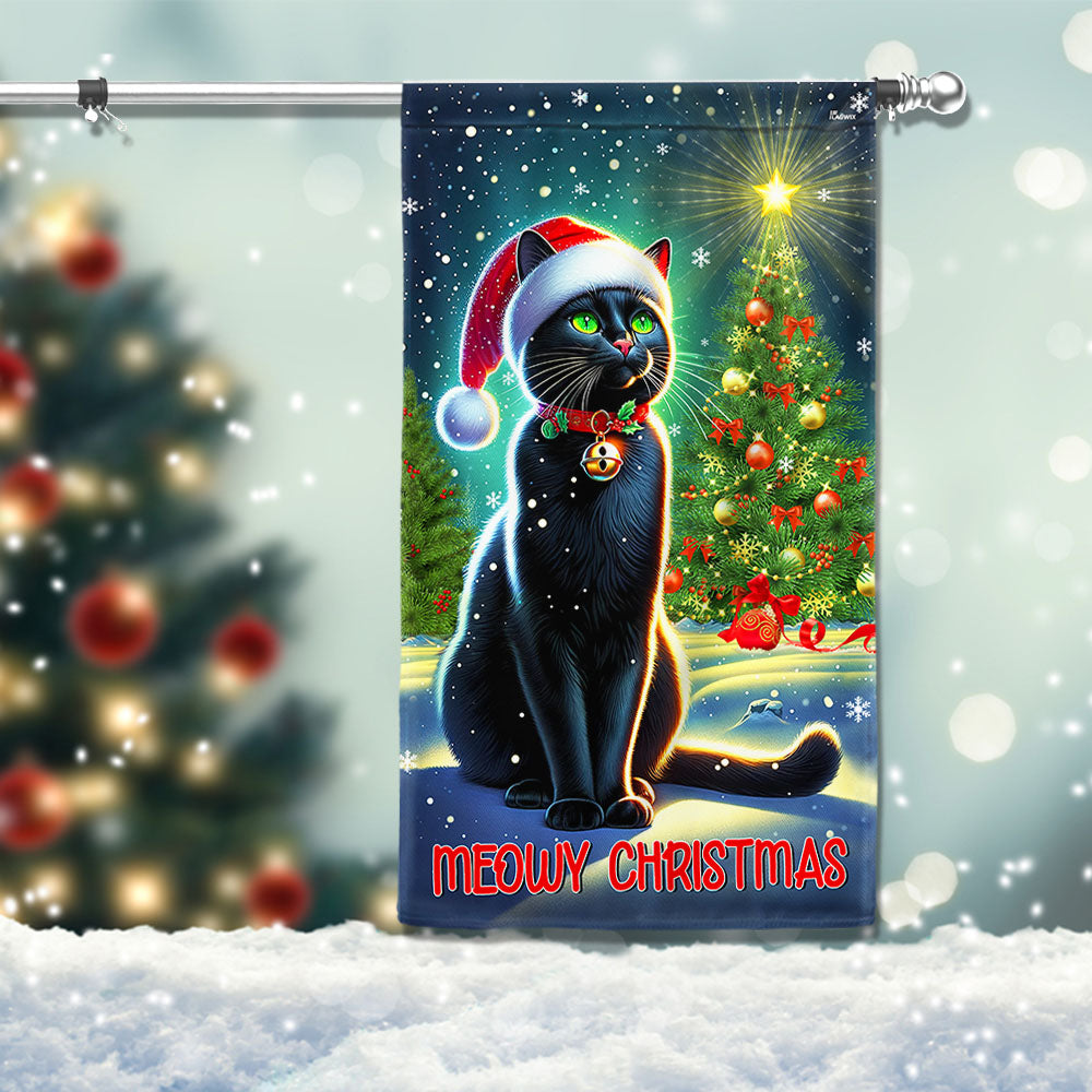 Black Cat Meowy Christmas Flag Christmas 2025