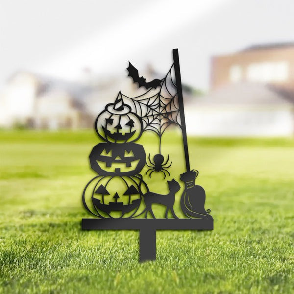 Black Cat Metal Yard Signs Bat Spider And Pumpkins Outdoor Decoration Halloween Gift Ideas