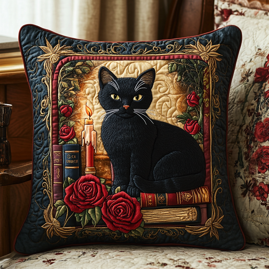 Black Cat Nights Quilted Pillow Case Decorative Throw Pillow Covers Good Cat Presents