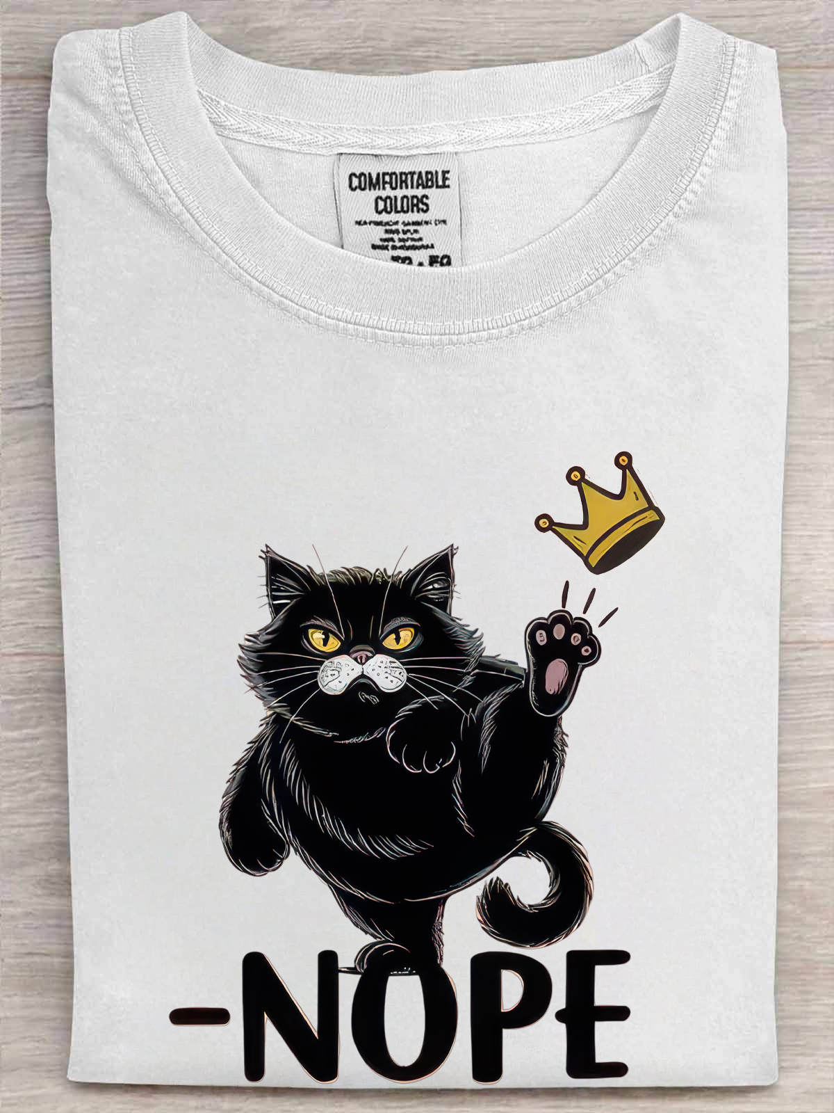 Black Cat Nope T-Shirt Cat Kicks Crown Funny Shirt Sarcastic Gifts For Women