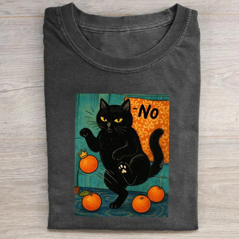 Black Cat Orange T-Shirt Funny Protest Graphic Tee Gift For Activists