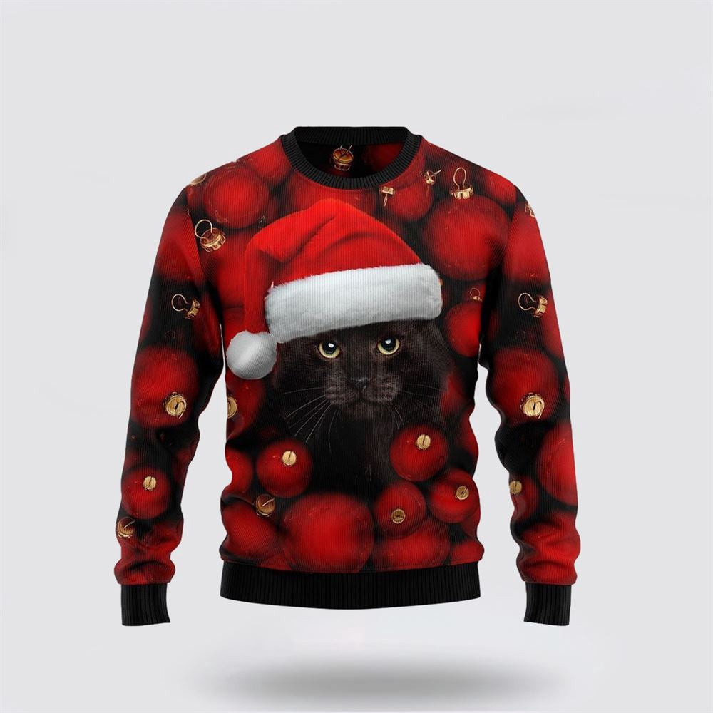 Black Cat Ornament Ugly Christmas Sweater Unisex Funny Christmas Sweater