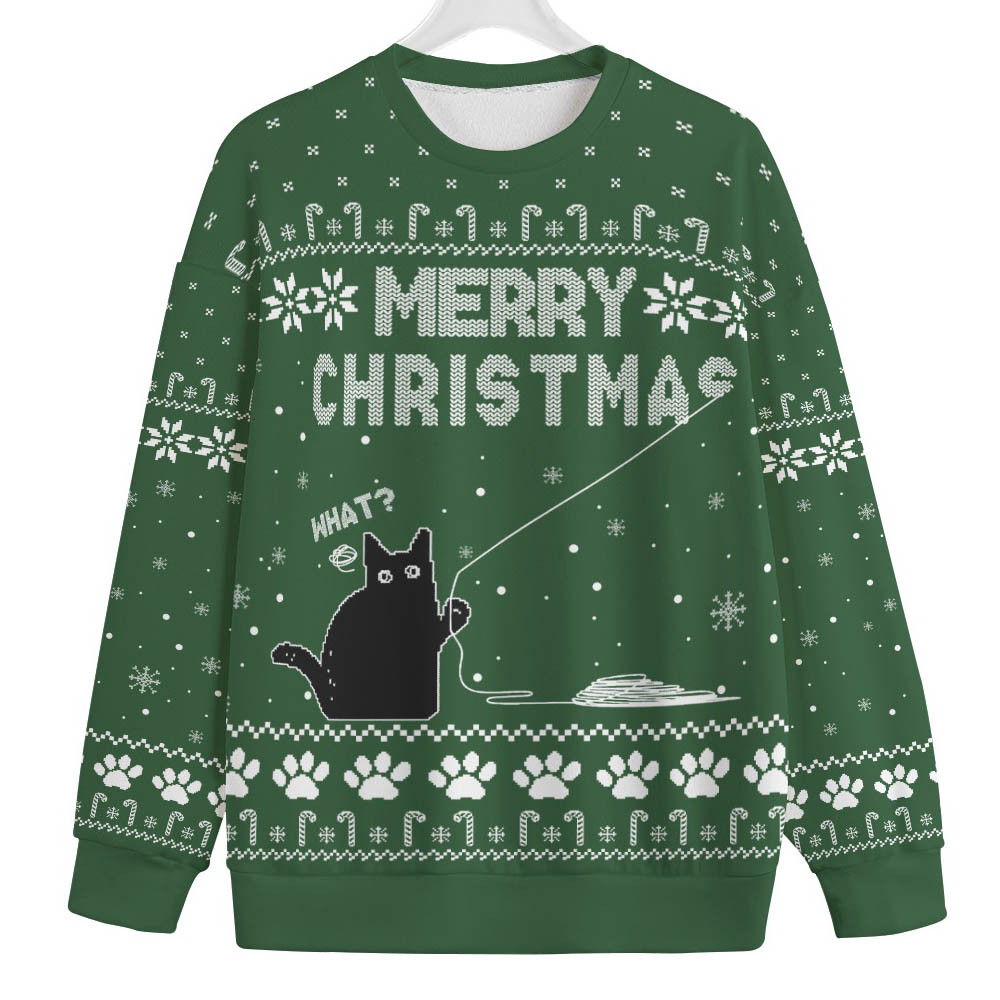 Black Cat Plus Size Ugly Christmas Sweater Christmas Merch Gift That Brings Joy and Warmth