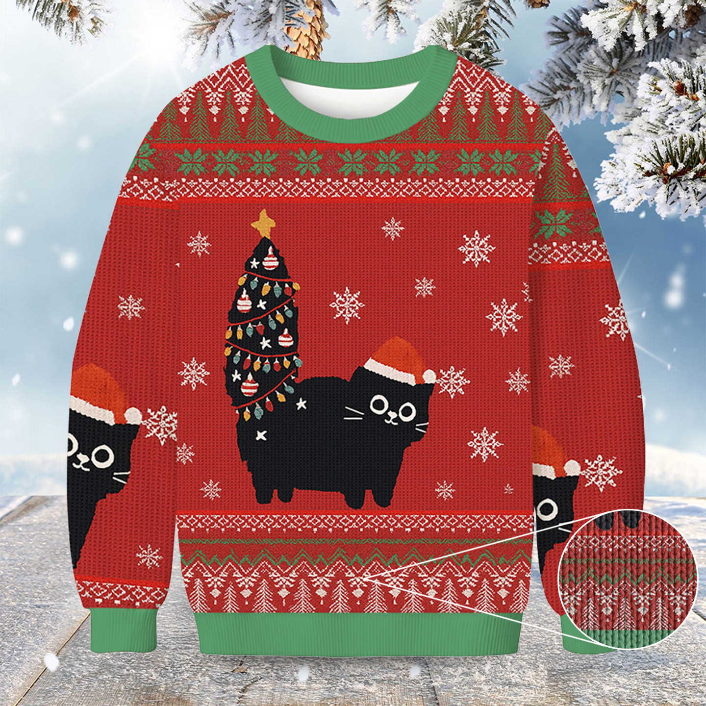 Black Cat Purr Fectly Festive Christmas Ugly Sweater Holiday Apparel Xmas Gifts For Cat Owner