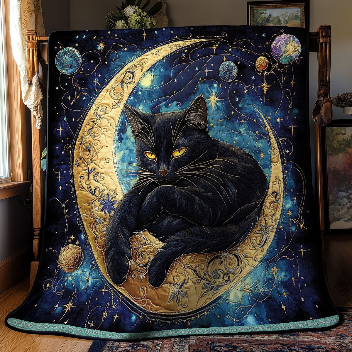 Black Cat Quilt Blanket Best Throw Blanket Great Mother's Day Gifts For Mom