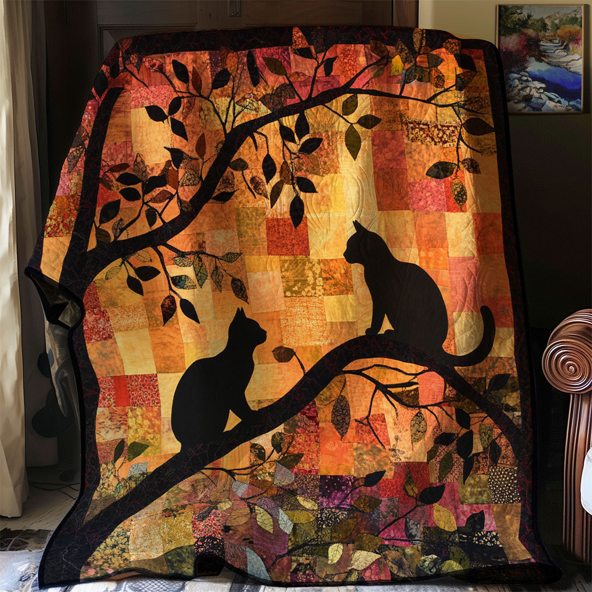 Black Cat Quilted Blanket Winter Blanket Best Cat Gifts For Christmas