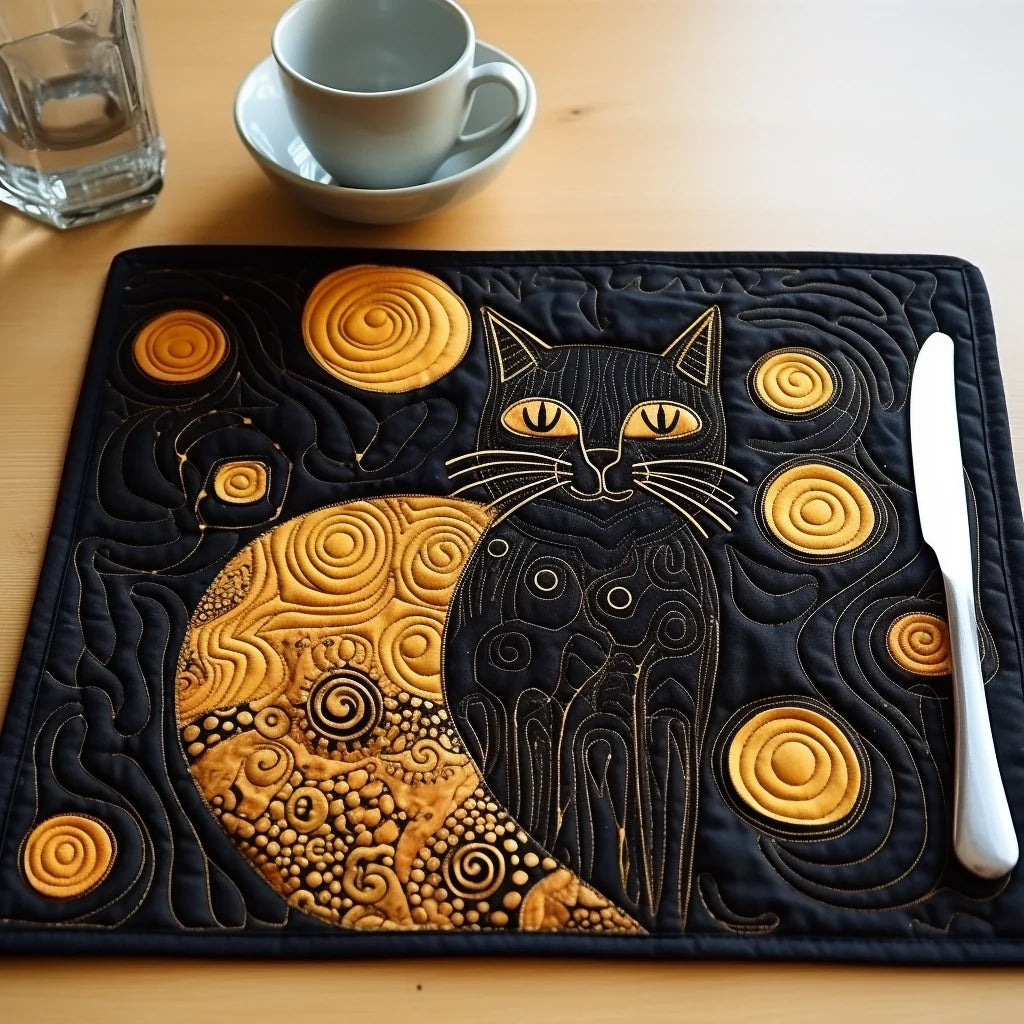 Black Cat Quilted Placemat Best Placemats Cat Dad Gifts For Father's Day