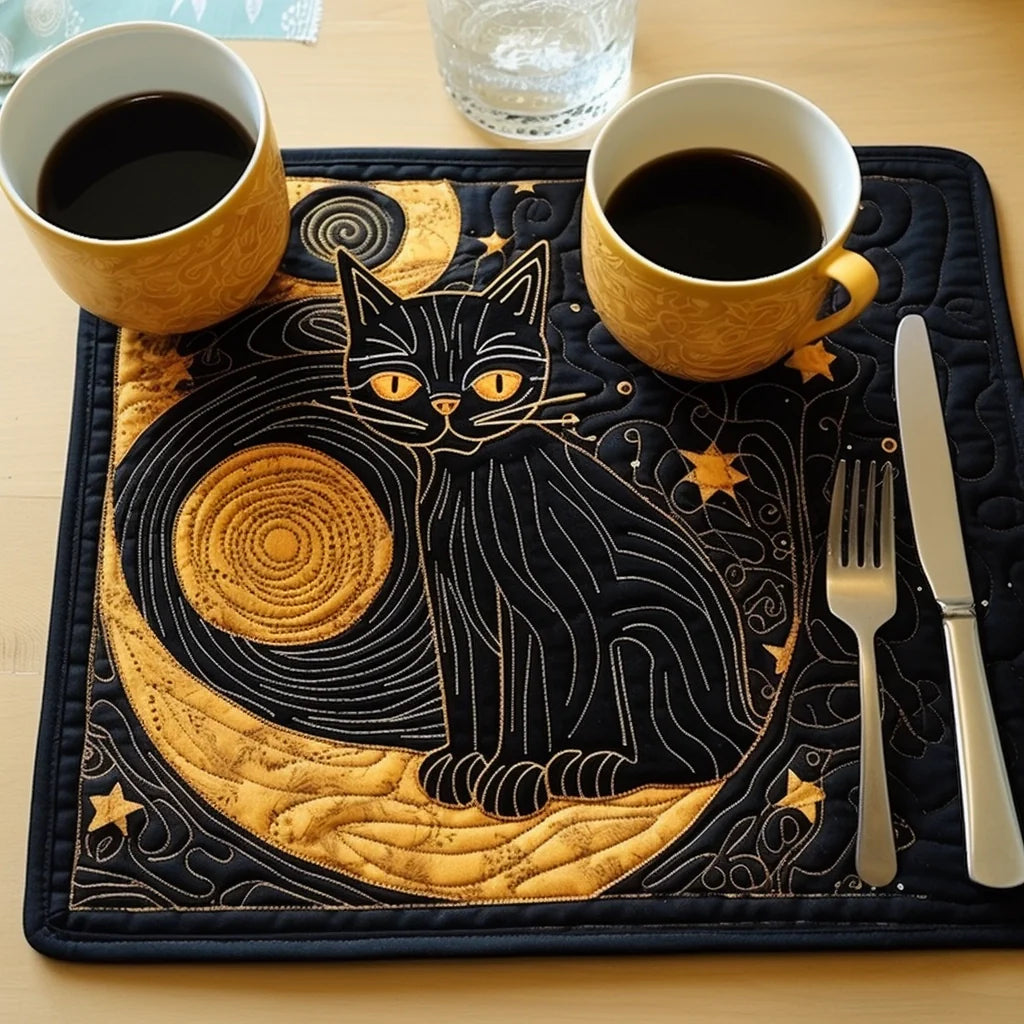 Black Cat Quilted Placemat Modern Placemats Great Gifts For Mom