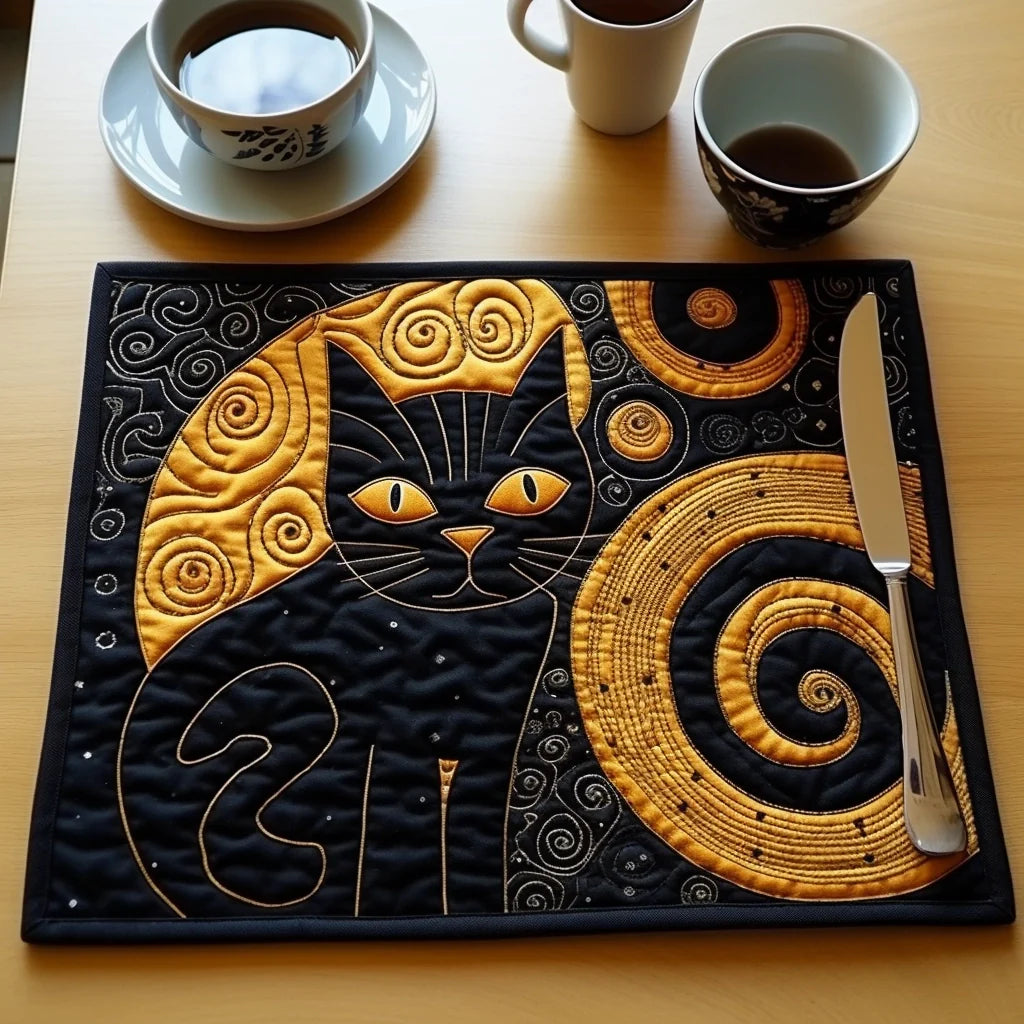 Black Cat Quilted Placemat Placemats For Round Table Cool Gifts For Dad