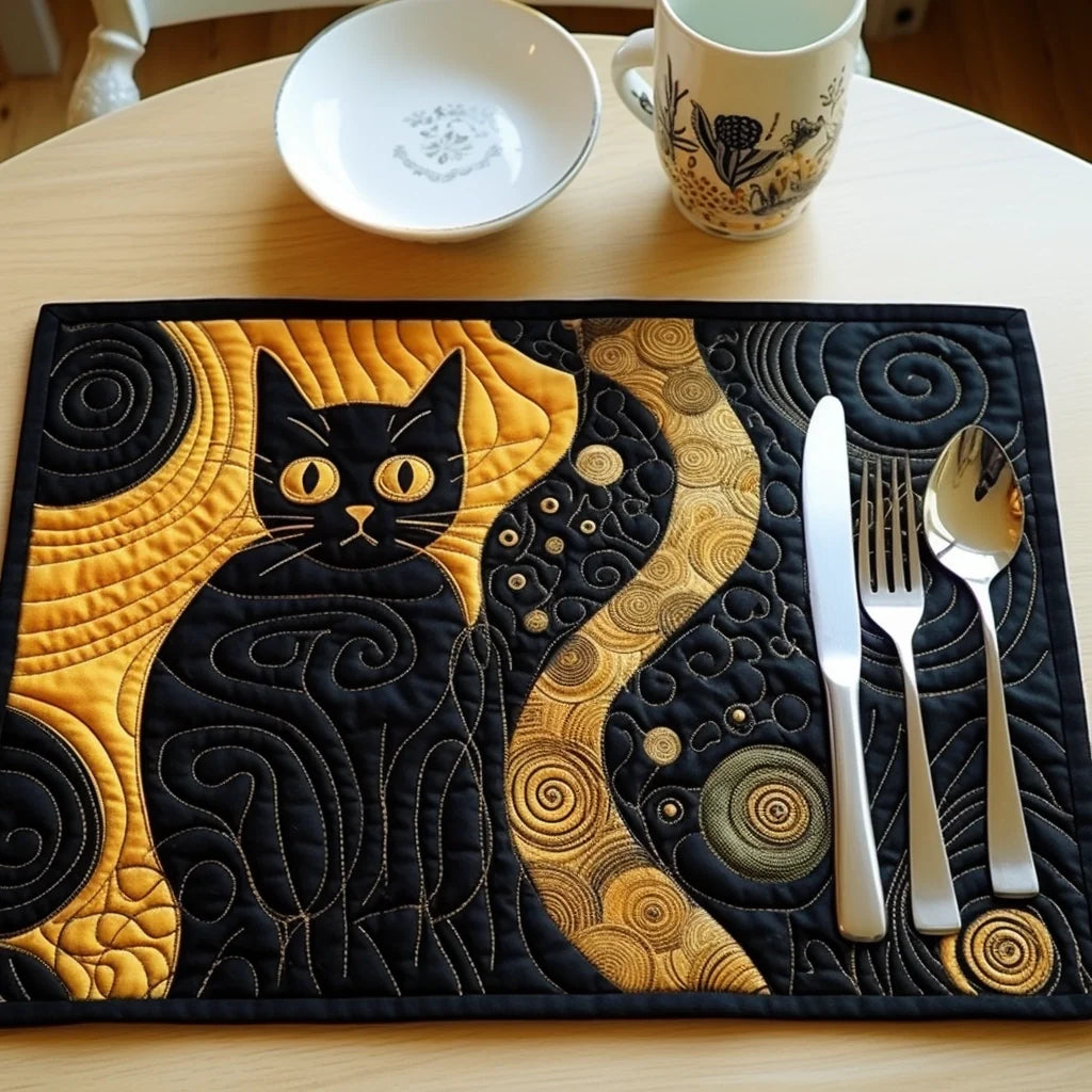 Black Cat Quilted Placemat Placemats For Round Table Retirement Gift Ideas For Men