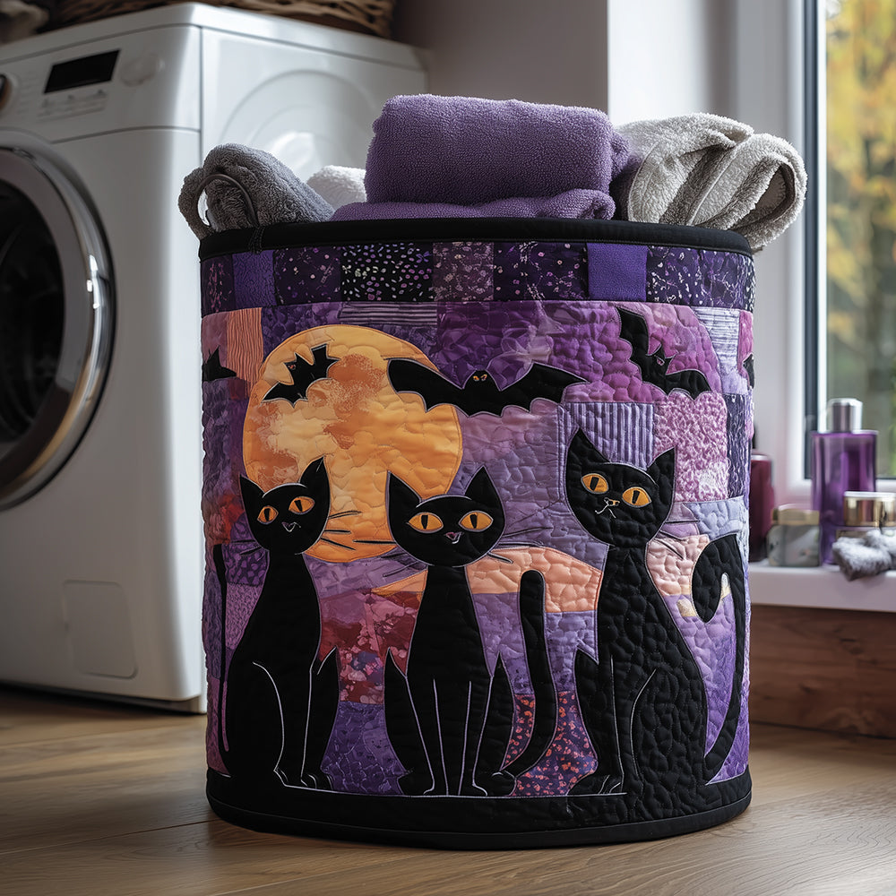 Black Cat Spell Quilted Laundry Basket Merch For Home And Bedroom