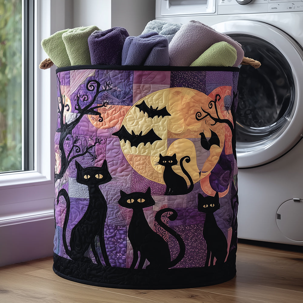 Black Cat Spellbound Quilted Laundry Basket Everyday Merch Choice