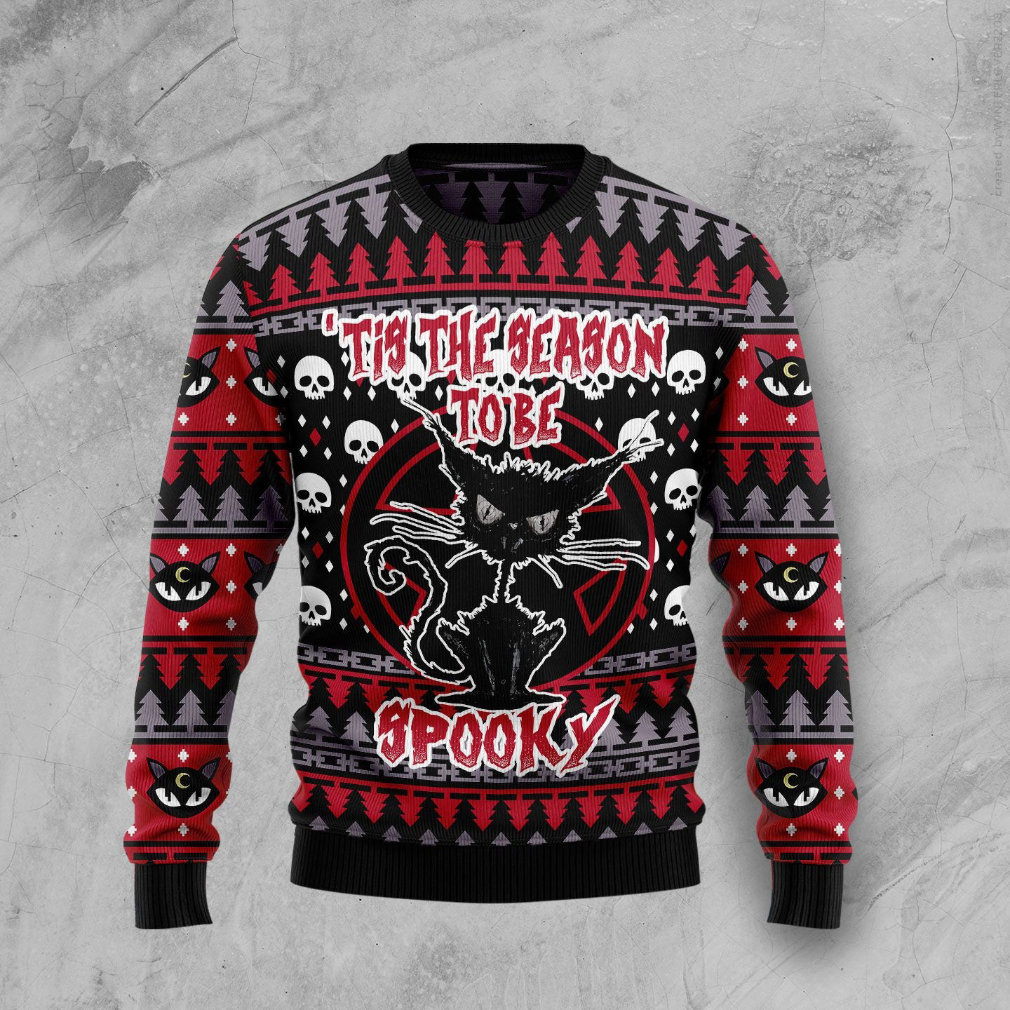 Black Cat Tis The Season Ugly Christmas Sweater Spooky Apparel Christmas Gift Ideas