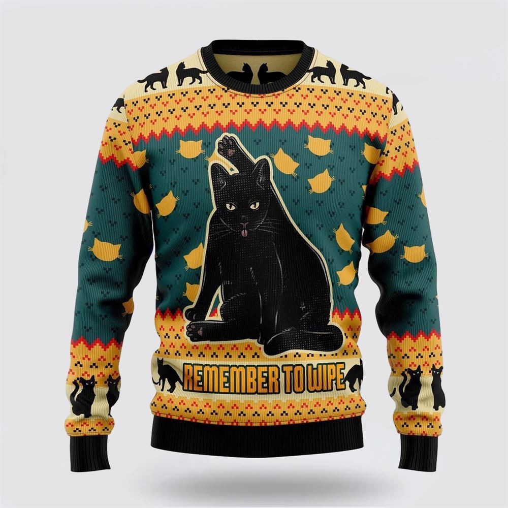 Black Cat Ugly Christmas Sweater 3D Christmas Gift For Cat Love Christmas Present Ideas