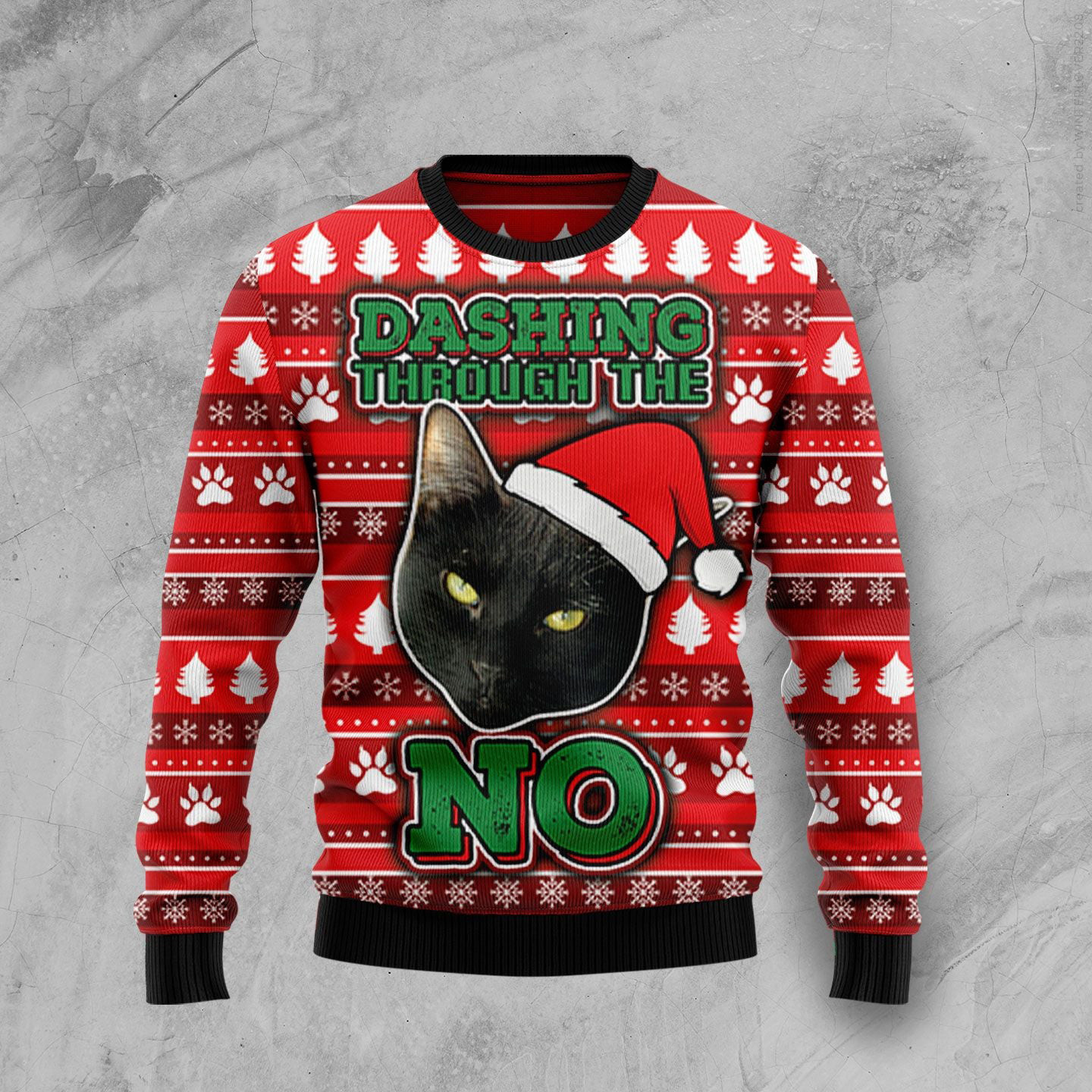 Black Cat Ugly Christmas Sweater Dashing Through The No Cat Christmas Gifts