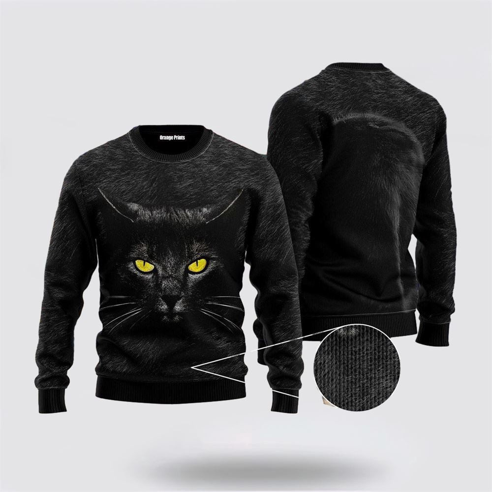Black Cat Ugly Christmas Sweater Unisex Funny Christmas Sweater