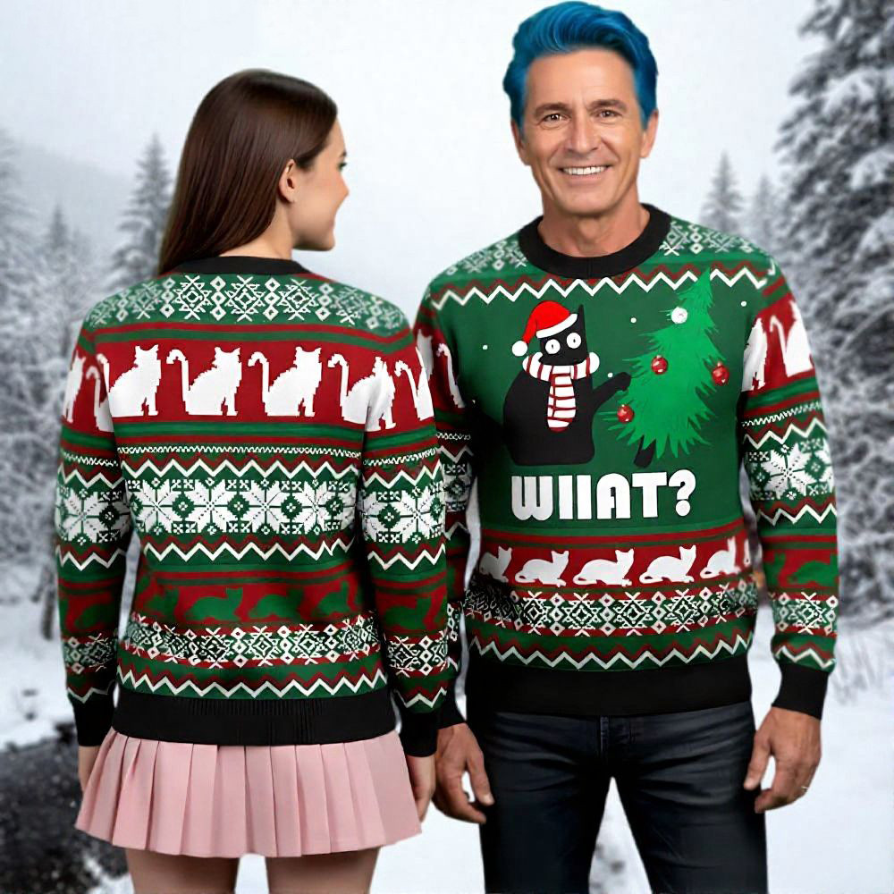 Black Cat Ugly Christmas Sweater What Animal Themed Xmas Clothing Gifts For Cat Owners