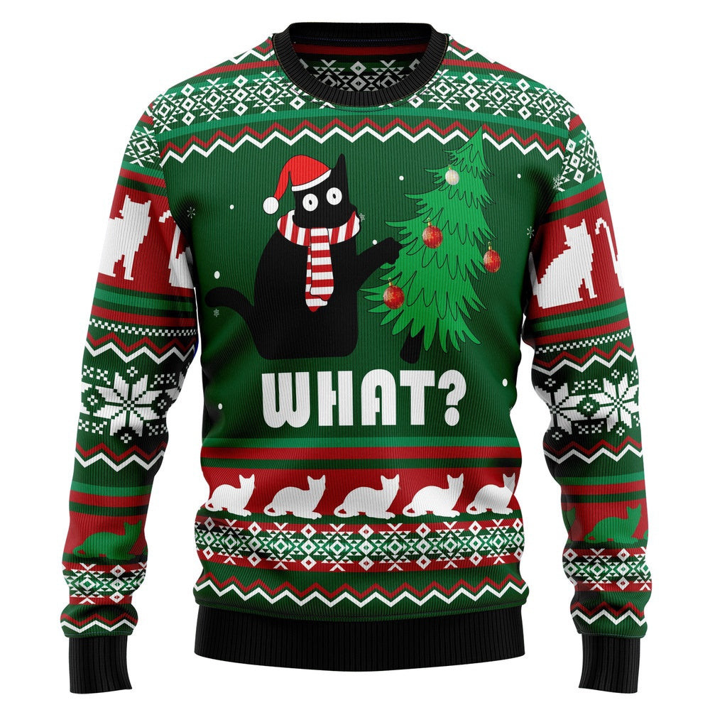 Black Cat What Christmas Ugly Christmas Sweater Christmas Gift