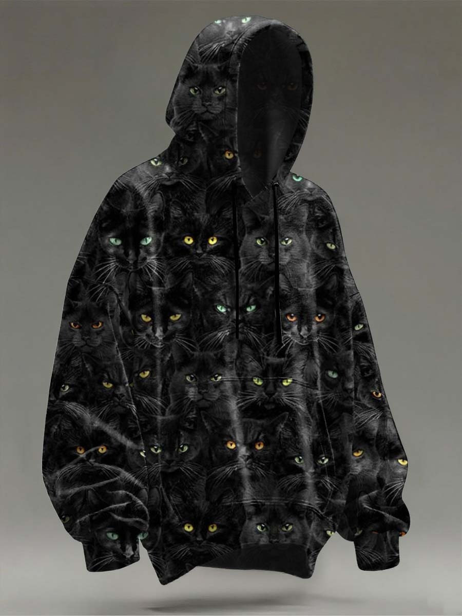 Black Cats Bling Eyes Hoodie Cute Clothing Halloween Cat Lovers Presents
