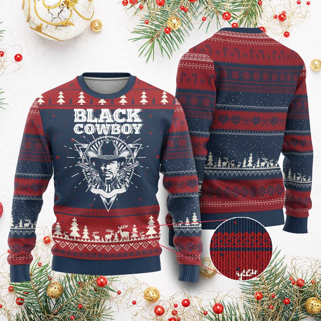 Black Cowboy Ugly Christmas Sweater Black History Jumper Men Xmas African American Gifts