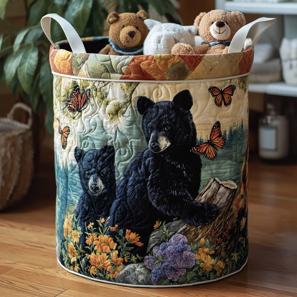 Black Cub Quilted Laundry Basket Merch For Her