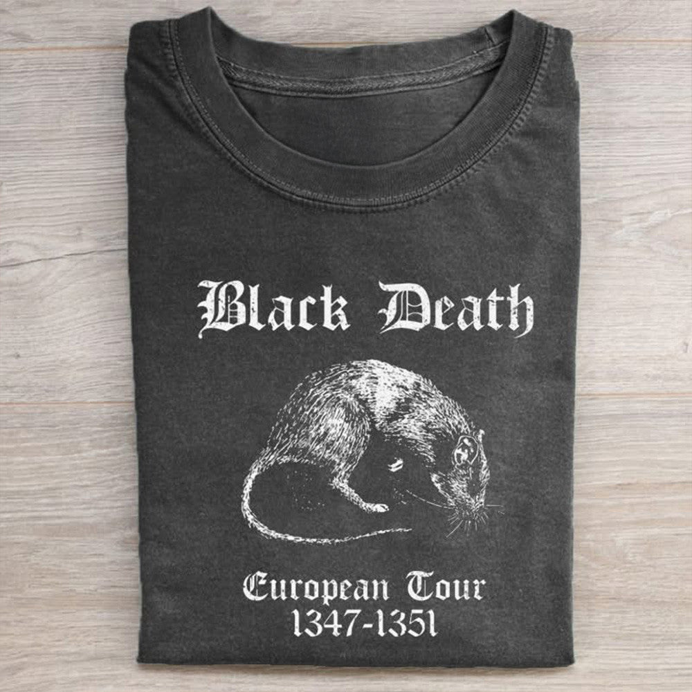 Black Death European Tour Shirt 1347 - 1351 Creepy Medieval Rat T-Shirt Retro Gift for Him