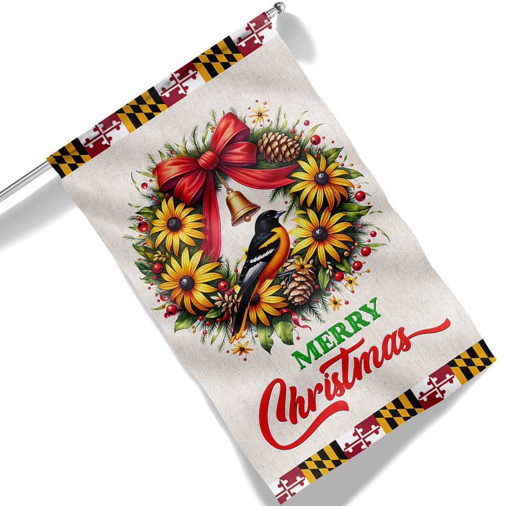 Black Eyed Susan Christmas Wreath And Baltimore Oriole Maryland Flag