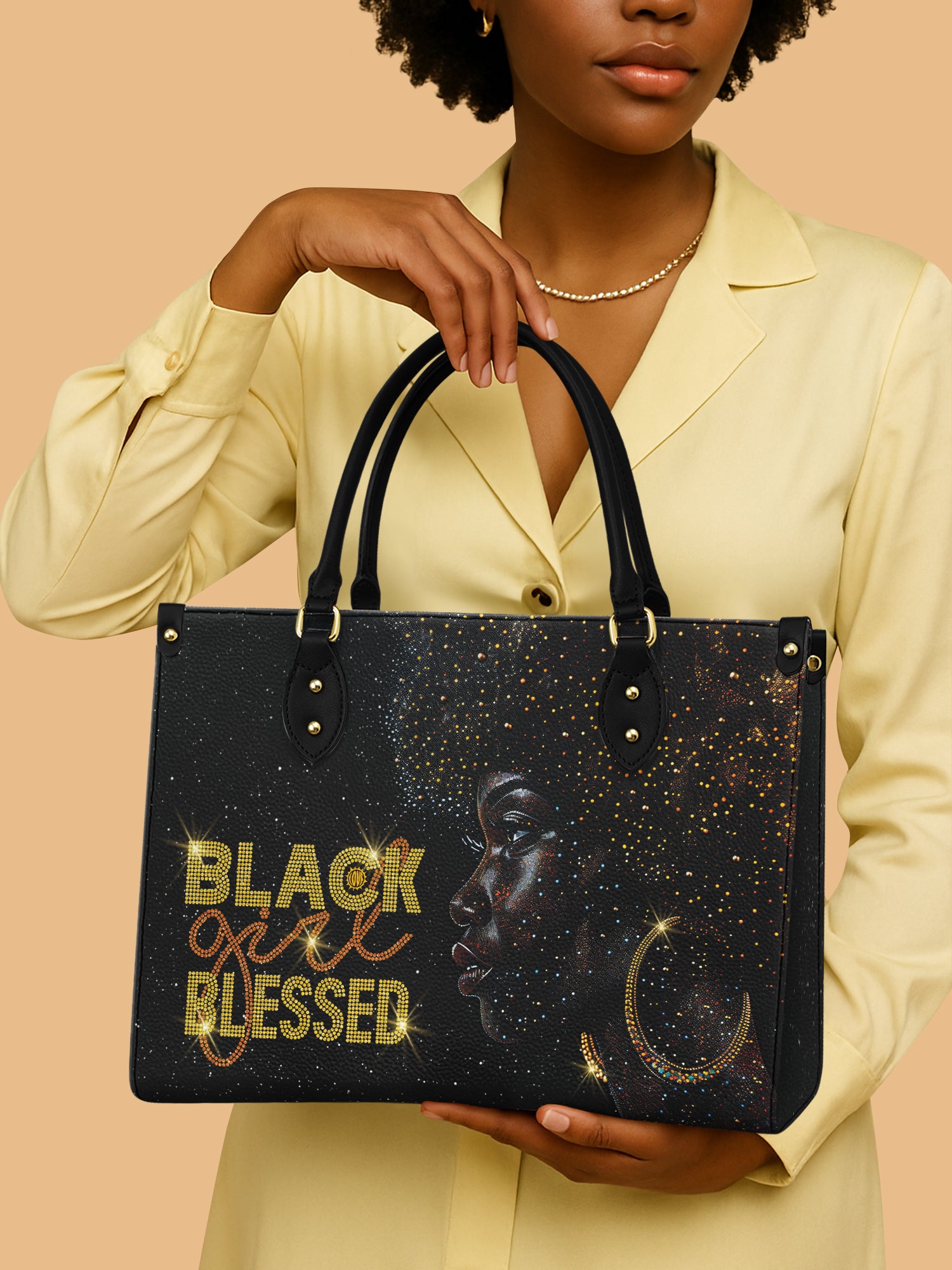 Black Girl Blessed Leather Handbag Black Women Headwrap Melanin Black Women Gifts For Her