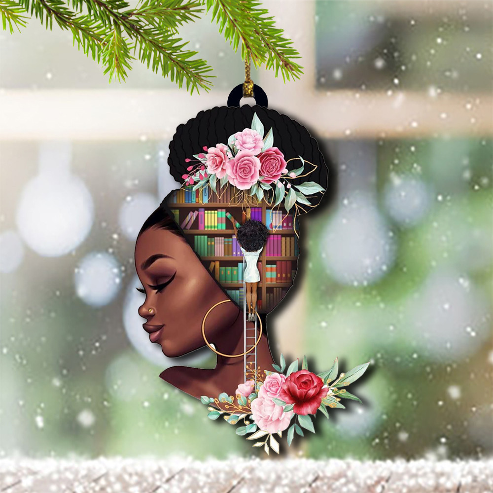 Black Girl Book Lover Ornament Just A Girl In Love With Her Books Ornament 2024