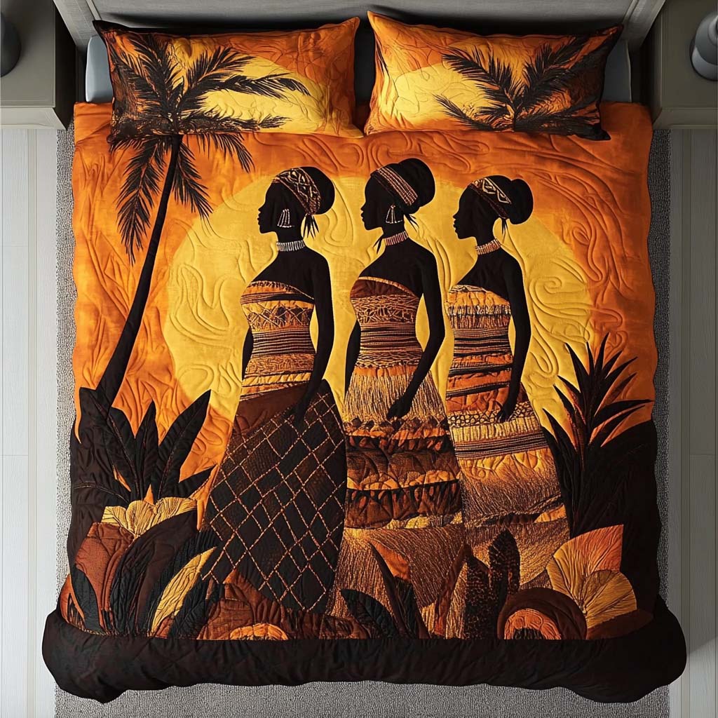 Black Girls Quilted Bedding Set Cozy Bedroom Decor African American Gifts For Her