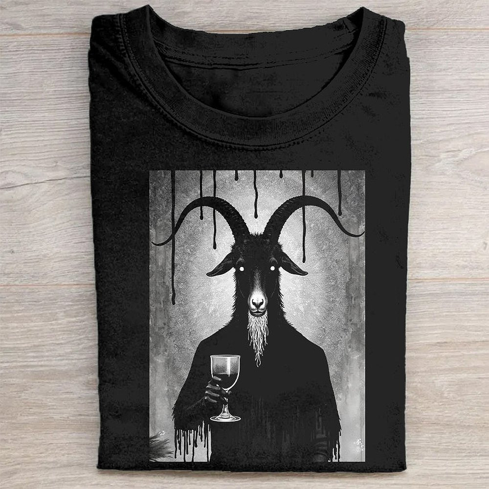 Black Goat Graphic T-Shirt Funny Goat Lover Tee