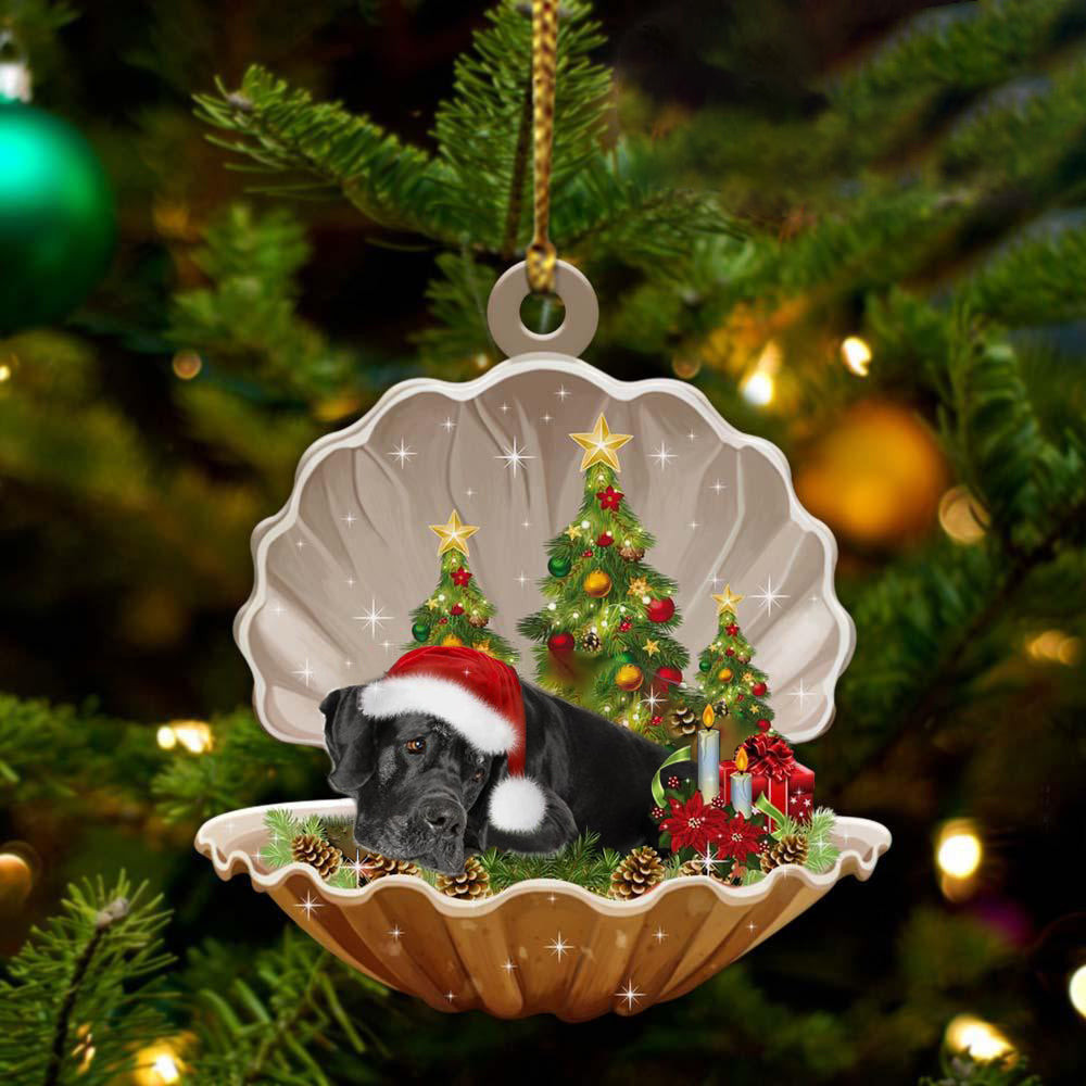 Black Great Dane Sleeping in Pearl Dog Christmas Ornament Flat Acrylic