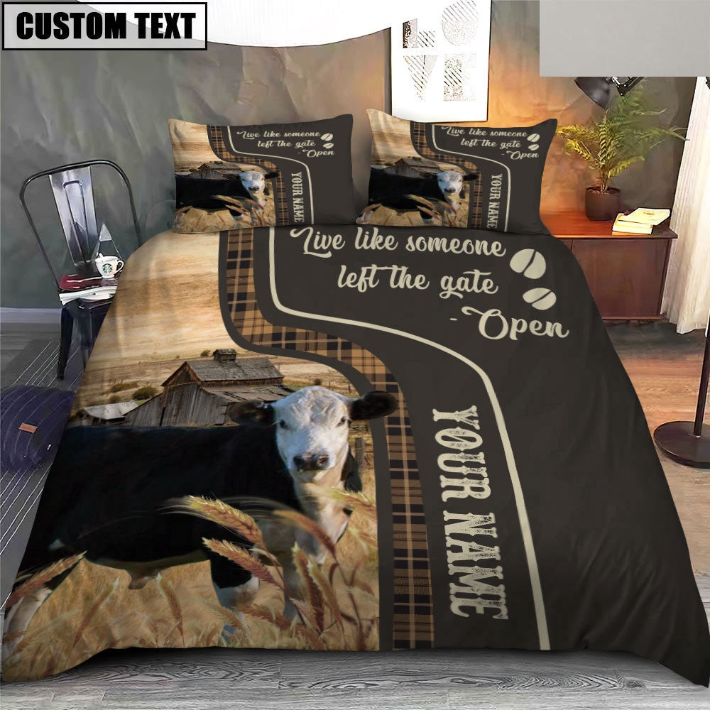 Black Hereford Like Someone Left The Gate Open Customized Name Bedding Set Wedding Gifts