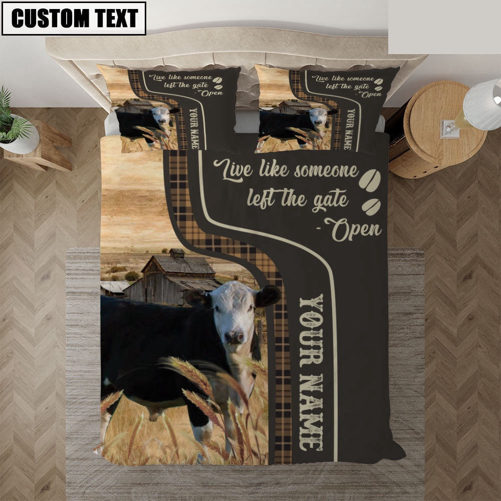 Black Hereford Like Someone Left The Gate Open Customized Name Bedding Set Wedding Gifts