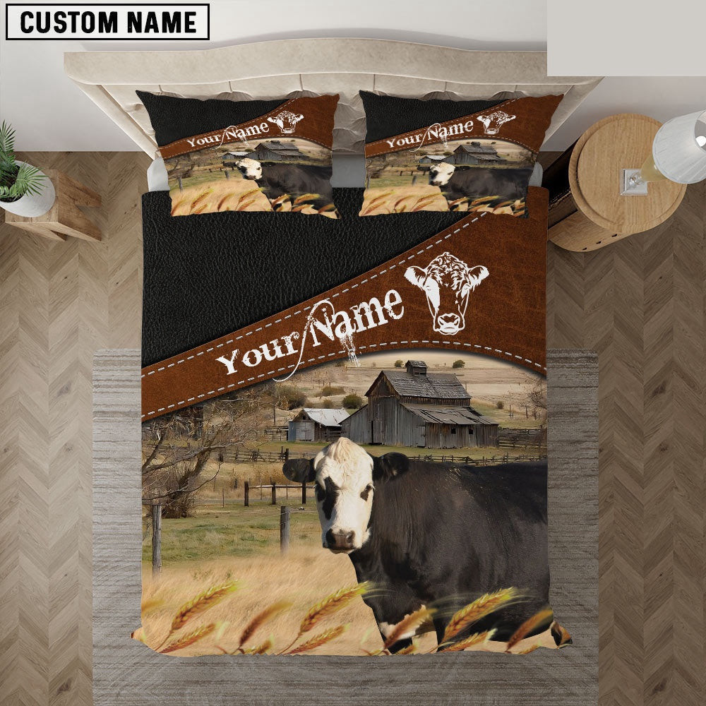 Black Hereford On The Field Customized Name Bedding Set Thoughtful Wedding Gifts
