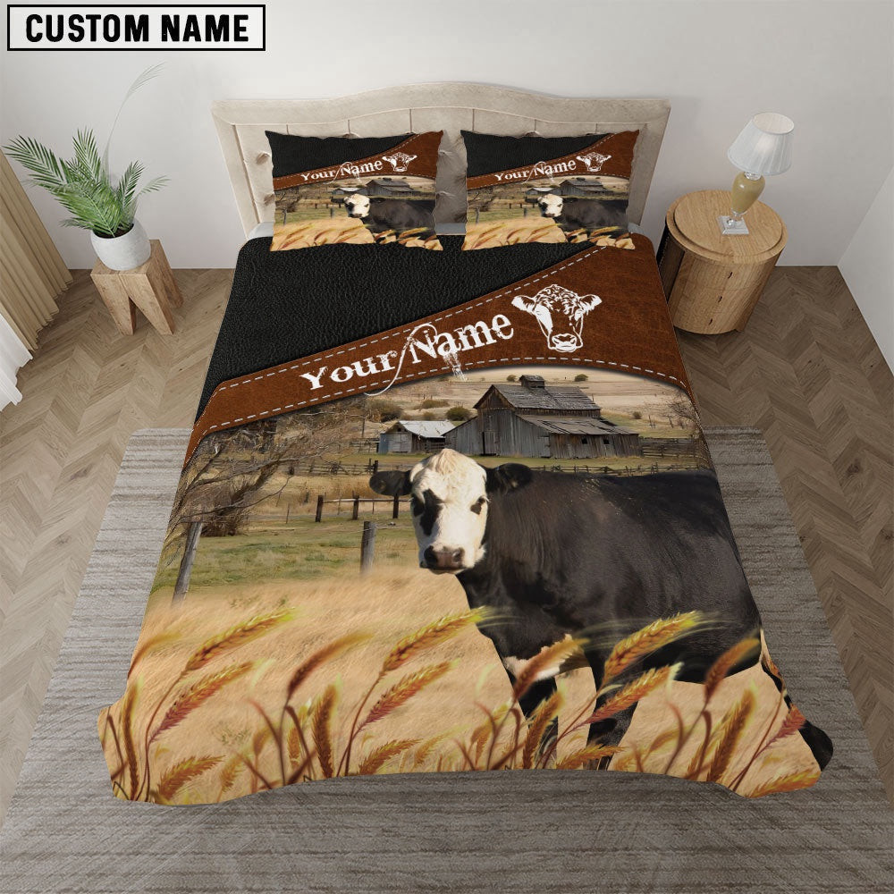 Black Hereford On The Field Customized Name Bedding Set Thoughtful Wedding Gifts
