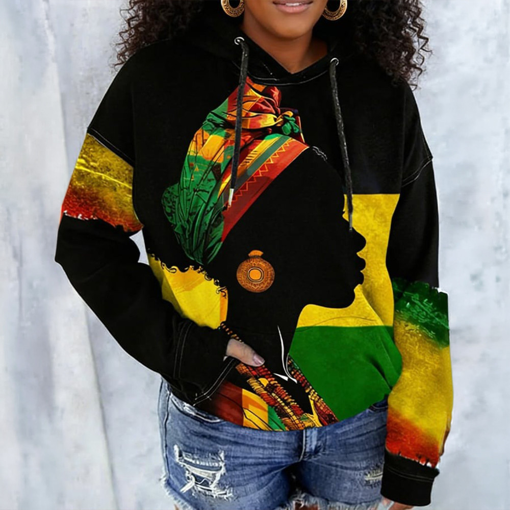 Black History Month Hoodie Black Women Art USA Melanin Pride Hooded Sweatshirt Gift For Her