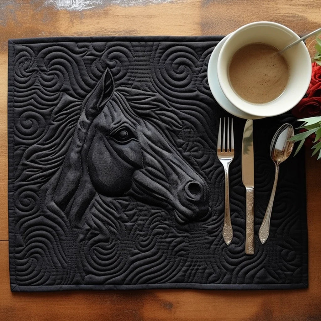Black Horse Quilted Placemat Placemats For Round Table Retirement Gift Ideas For Men