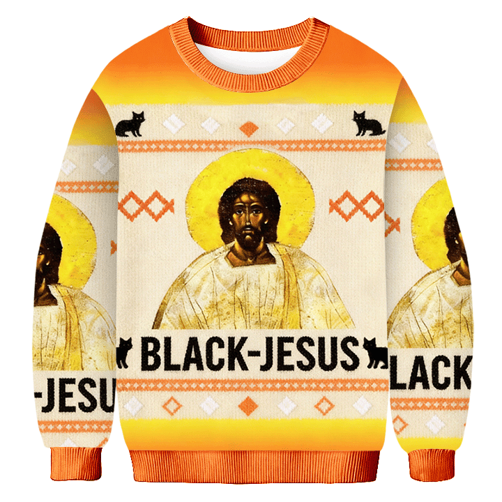Black Jesus Ugly Christmas Sweater Christian Clothing Christmas Gifts For Jesus Lovers